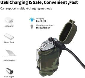 img 2 attached to 🔥 JiaDa Waterproof Lighter, USB Rechargeable Arc Lighter with Flashlight, Portable & IPX7 Water-Resistant for Outdoor Camping - 2 in 1 Camouflage Design