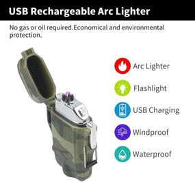 img 3 attached to 🔥 JiaDa Waterproof Lighter, USB Rechargeable Arc Lighter with Flashlight, Portable & IPX7 Water-Resistant for Outdoor Camping - 2 in 1 Camouflage Design