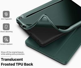 img 2 attached to 📚 MoKo Case for All-New Kindle Fire HD 8 and Fire HD 8 Plus (10th Gen, 2020) - Soft TPU Translucent Frosted Back Cover Protector, Multi-Angle Smart Shell, Auto Wake/Sleep - Night Green