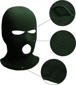 img 2 attached to 🎭 Adult Balaclava Face Cover - 3-Hole Knitted Full Face Mask for Men and Women, Warm Ski Face Cover with Thermal Knitted Head Wrap