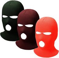 🎭 adult balaclava face cover - 3-hole knitted full face mask for men and women, warm ski face cover with thermal knitted head wrap logo