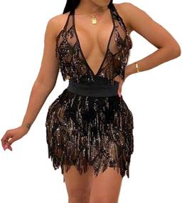 img 3 attached to 👗 Stunning Women Plus Size 1920s Flapper Dress with Tassels & Sequins - Complete 20s Accessories Set Included!