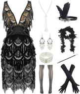 👗 stunning women plus size 1920s flapper dress with tassels & sequins - complete 20s accessories set included! logo