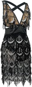 img 1 attached to 👗 Stunning Women Plus Size 1920s Flapper Dress with Tassels & Sequins - Complete 20s Accessories Set Included!