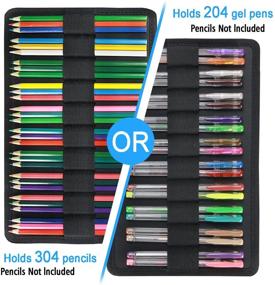 img 1 attached to YOUSHARES Colored Pencil Case: 304 Slot Organizer with Handy Wrap & 🖍️ Zipper - Ideal for Prismacolor Colored Pencils & Gel Pens (Red Pink Rose)