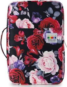 img 3 attached to YOUSHARES Colored Pencil Case: 304 Slot Organizer with Handy Wrap & 🖍️ Zipper - Ideal for Prismacolor Colored Pencils & Gel Pens (Red Pink Rose)