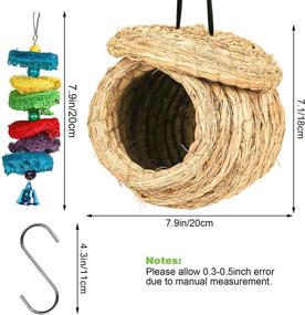 img 3 attached to 🐦 S-Mechanic Straw Birdhouse Eco-Friendly Fiber Birds Nest with Birds Toy and Hanging S Hook - 100% Natural Cages for Birds