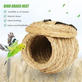 img 2 attached to 🐦 S-Mechanic Straw Birdhouse Eco-Friendly Fiber Birds Nest with Birds Toy and Hanging S Hook - 100% Natural Cages for Birds