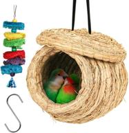 🐦 s-mechanic straw birdhouse eco-friendly fiber birds nest with birds toy and hanging s hook - 100% natural cages for birds logo