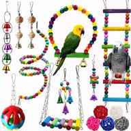 🐦 15pcs hamiledyi bird parrot swing chewing toy set | colorful wooden hanging bell toy with hammock, climbing ladders | ideal for pet birds cage toys like small parakeet, cockatiel, conures, finches, budgie, macaws, and love birds logo