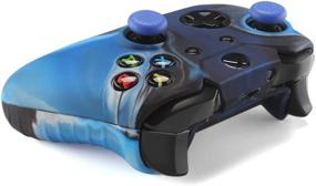 img 1 attached to 🎮 Camouflage Blue Silicone Gel Rubber Grip Case & Stick Caps for Xbox One S/Xbox Controller - Protective Cover Skin for Enhanced Gaming Experience