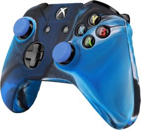 img 4 attached to 🎮 Camouflage Blue Silicone Gel Rubber Grip Case & Stick Caps for Xbox One S/Xbox Controller - Protective Cover Skin for Enhanced Gaming Experience