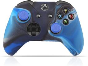 img 2 attached to 🎮 Camouflage Blue Silicone Gel Rubber Grip Case & Stick Caps for Xbox One S/Xbox Controller - Protective Cover Skin for Enhanced Gaming Experience