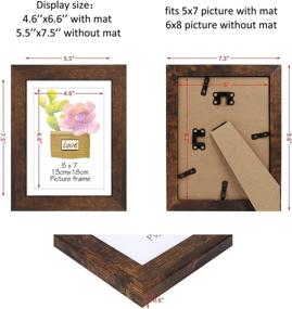 img 3 attached to 🖼️ SPEPLA 5x7 Picture Frame Set of 4, Display Photo 5x7 w/ Mat or 6x8 w/o Mat, Wooden Rustic Picture Frame for Wall/Tabletop, Brown