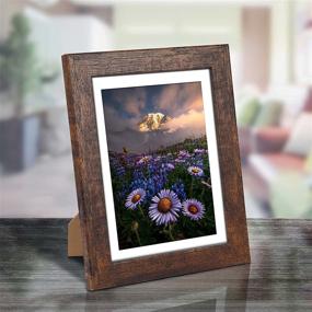 img 1 attached to 🖼️ SPEPLA 5x7 Picture Frame Set of 4, Display Photo 5x7 w/ Mat or 6x8 w/o Mat, Wooden Rustic Picture Frame for Wall/Tabletop, Brown