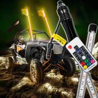🚀 enhance your off-roading adventure with bestauto 2pc 3ft led whip lights - rgb color lighted whips for utv atv: 20 colors, 5 levels, 23 modes, 10 speed options, weatherproof, and rf wireless remote - perfect utv atv polaris accessories rzr! logo