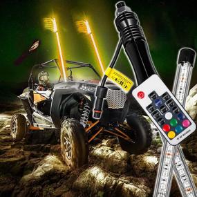 img 4 attached to 🚀 Enhance Your Off-Roading Adventure with Bestauto 2PC 3FT LED Whip Lights - RGB Color Lighted Whips for UTV ATV: 20 Colors, 5 Levels, 23 Modes, 10 Speed Options, Weatherproof, and RF Wireless Remote - Perfect UTV ATV Polaris Accessories RZR!