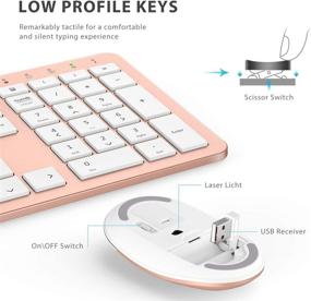 img 1 attached to 🖥 iClever GK08 Wireless Keyboard and Mouse - Rechargeable Ergonomic Full Size Design with Number Pad | 2.4G Stable Connection | Slim White | Windows, Mac OS Compatible