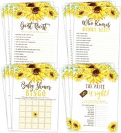 🌻 fun-filled sunflower baby shower games: bingo, find the guest, the price is right & more (pink and gold floral, 25 games each) logo