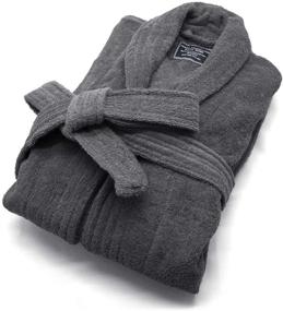 img 4 attached to 🛀 Cozy Cotton Bathrobe Sleepwear Loungewear in Charcoal: Ultimate Comfort Guaranteed