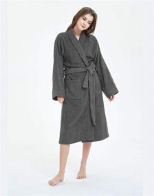 img 3 attached to 🛀 Cozy Cotton Bathrobe Sleepwear Loungewear in Charcoal: Ultimate Comfort Guaranteed