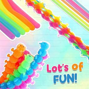 img 1 attached to 🌈 Игрушки Fidget Noodle: Упругое снятие стресса с радужными цветами и свечением в темноте – 12 штук тихого сенсорного веселья для людей с высокой активностью, дефицитом внимания, аутизмом и путешествий.