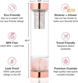 img 3 attached to Enhance Your Wellness with the Rose Gold Crystal Elixir Infused Gem Water Bottle - Includes Tea Infuser, Amethyst Crystal, and Protective Sleeve - 15 oz