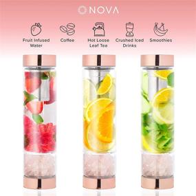 img 2 attached to Enhance Your Wellness with the Rose Gold Crystal Elixir Infused Gem Water Bottle - Includes Tea Infuser, Amethyst Crystal, and Protective Sleeve - 15 oz