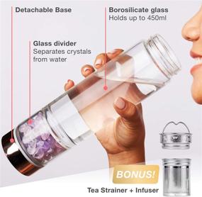 img 1 attached to Enhance Your Wellness with the Rose Gold Crystal Elixir Infused Gem Water Bottle - Includes Tea Infuser, Amethyst Crystal, and Protective Sleeve - 15 oz