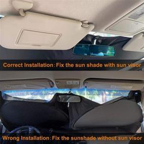 img 1 attached to 🌞 AstroAI Foldable Car Sun Shade for Windshield – Blocks UV Rays, Protects & Cools Vehicle Interior – Sun Visor Protector Sunshade (Medium 63.04 x 31.52 inches)