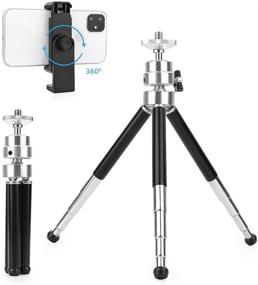 img 4 attached to 📸 Extendable Phone and Webcam Tripod Stand with Phone Holder, Double-Layer Design, Lightweight Mini Tripod for 4-9 inch Devices (2nd Generation)