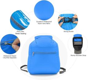 img 3 attached to 🎒 NEWKOIN Waterproof Dry Bag Backpack with Wet Towel Separate Bag - Lightweight & Foldable for Rafting, Swimming, Beach, Kayaking - Includes Waterproof Phone Case