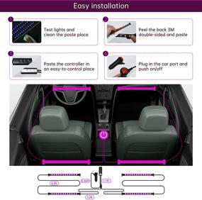 img 2 attached to 🚗 Улучшите свою поездку с интерьерными автомобильными огнями Rifachua: водонепроницаемые светодиодные ленты с управлением приложением, беспроводным пультом управления, синхронизацией музыки и в комплекте с автомобильным зарядным устройством!