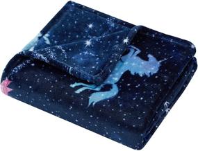 img 2 attached to 🦄 Kute Kids Embossed Velvet Plush Throw Blanket: Unicorn Magic Galaxy Design, Ultra Cozy and Super Soft – Available in Mermaid Cats, Astronaut and Multiple Colors (Pink, Aqua, Purple, Grey)