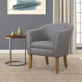 img 1 attached to 🪑 Gray and Brown Barrel Shaped Accent Chair by HomePop: Enhance your space with style
