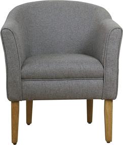 img 3 attached to 🪑 Gray and Brown Barrel Shaped Accent Chair by HomePop: Enhance your space with style