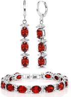 💎 gemstone king 7" red and white cz bracelet set with matching 2" oval dangle earrings logo