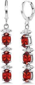 img 3 attached to 💎 Gemstone King 7" Red and White CZ Bracelet Set with Matching 2" Oval Dangle Earrings