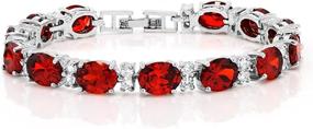 img 2 attached to 💎 Gemstone King 7" Red and White CZ Bracelet Set with Matching 2" Oval Dangle Earrings