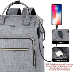 img 2 attached to 🎒 Стильный серый рюкзак для ноутбука с карманом RFID и портом USB для подзарядки - идеально подходит для путешествий, колледжа и работы.