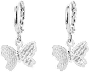 img 1 attached to 🦋 TQsuen Butterfly Earrings: 6 Pairs of Stylish Butterfly Dangle Drop & Thick Huggie Hoop Earrings in Gold and Silver for Women and Girls