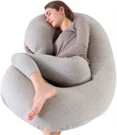 🤰 c-shaped pregnancy pillow by cden - full body maternity support pillow, 52-inch length for back, legs, neck, and hips of pregnant women, with removable and washable jersey cover in grey logo