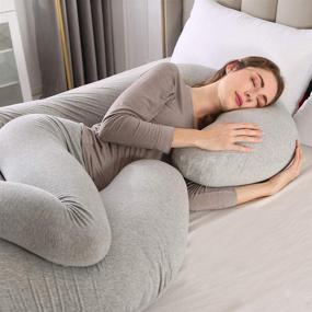 img 2 attached to 🤰 C-Shaped Pregnancy Pillow by CDEN - Full Body Maternity Support Pillow, 52-inch Length for Back, Legs, Neck, and Hips of Pregnant Women, with Removable and Washable Jersey Cover in Grey