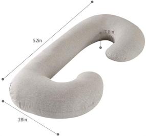 img 3 attached to 🤰 C-Shaped Pregnancy Pillow by CDEN - Full Body Maternity Support Pillow, 52-inch Length for Back, Legs, Neck, and Hips of Pregnant Women, with Removable and Washable Jersey Cover in Grey