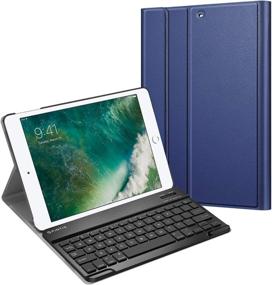 img 4 attached to 📱 Fintie Keyboard Case for iPad 9.7 2018/2017/iPad Air 2/iPad Air - Slim Shell Stand Cover with Wireless Bluetooth Keyboard - Navy