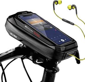 img 3 attached to Bike Phone Mount Bag - Waterproof Bicycle Top Tube Bag with Phone Holder for iPhone Xs Max & Samsung S10