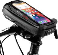 bike phone mount bag - waterproof bicycle top tube bag with phone holder for iphone xs max & samsung s10 logo