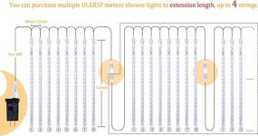 img 1 attached to 🎄 Christmas Meteor Shower Rain Lights: 30cm 8 Tube 192 LEDs Falling Rain Drop Lights for Outdoor Xmas Tree Decoration