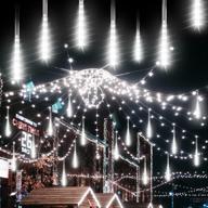 🎄 christmas meteor shower rain lights: 30cm 8 tube 192 leds falling rain drop lights for outdoor xmas tree decoration логотип