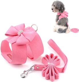 img 4 attached to 🐾 Ranphy Dog Harness and Matching Leash Set: Glittering Rhinestone No-Pull Puppy Vest for Fashionable Dogs and Cats - Soft Bow Suede Leather Collar, Adjustable for Yorkie, Chihuahua, and Other Small Pets